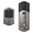 Schlage Camelot Satin Nickel Electronic Connect Smart Deadbolt with Alarm - Z-Wave Plus Enabled
