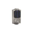 Schlage Camelot Satin Nickel Electronic Connect Smart Deadbolt with Alarm - Z-Wave Plus Enabled
