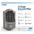 Schlage Camelot Satin Nickel Electronic Encode Plus Smart WiFi Deadbolt with Alarm