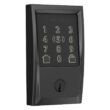 Schlage Century Matte Black Encode Plus Smart WiFi Deadbolt and Handleset Grip with Latitude Door Handle and Century Trim