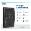 Schlage Century Matte Black Encode Plus Smart WiFi Deadbolt and Handleset Grip with Latitude Door Handle and Century Trim
