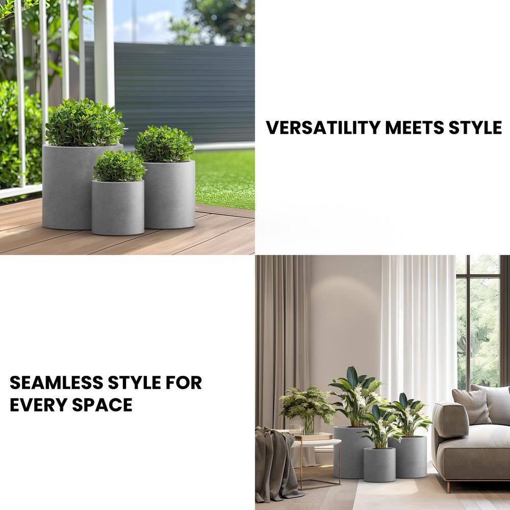 Sapcrete 10in., 13in., 16in. Dia Stone Finish Extra Large Tall Round Concrete Plant Pot/Planter for Indoor & Outdoor Set of 3 Sapcrete 10in., 13in., 16in. Dia Stone Finish Extra Large Tall Round Concrete Plant Pot/Planter for Indoor & Outdoor Set of 3 - Image 3