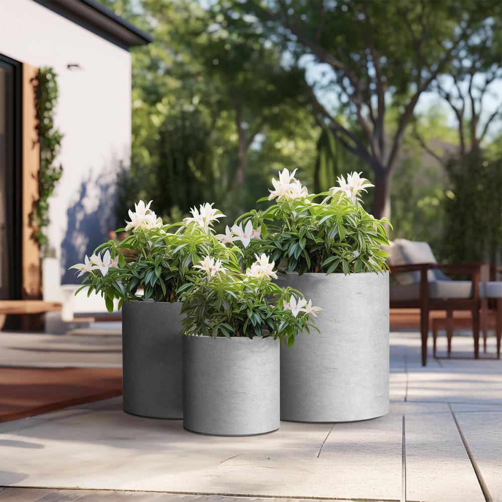 Sapcrete 10in., 13in., 16in. Dia Stone Finish Extra Large Tall Round Concrete Plant Pot/Planter for Indoor & Outdoor Set of 3 Sapcrete 10in., 13in., 16in. Dia Stone Finish Extra Large Tall Round Concrete Plant Pot/Planter for Indoor & Outdoor Set of 3