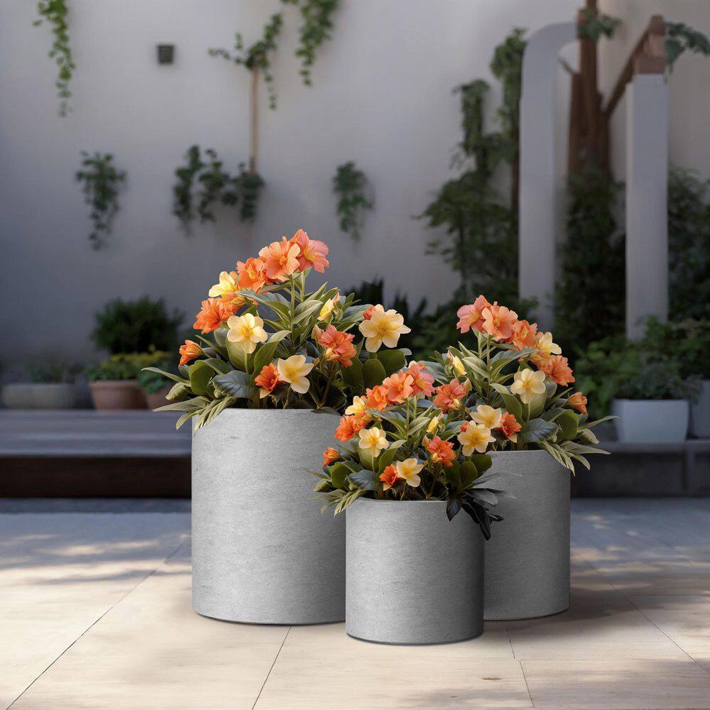 Sapcrete 10in., 13in., 16in. Dia Stone Finish Extra Large Tall Round Concrete Plant Pot/Planter for Indoor & Outdoor Set of 3 Sapcrete 10in., 13in., 16in. Dia Stone Finish Extra Large Tall Round Concrete Plant Pot/Planter for Indoor & Outdoor Set of 3 - Image 2