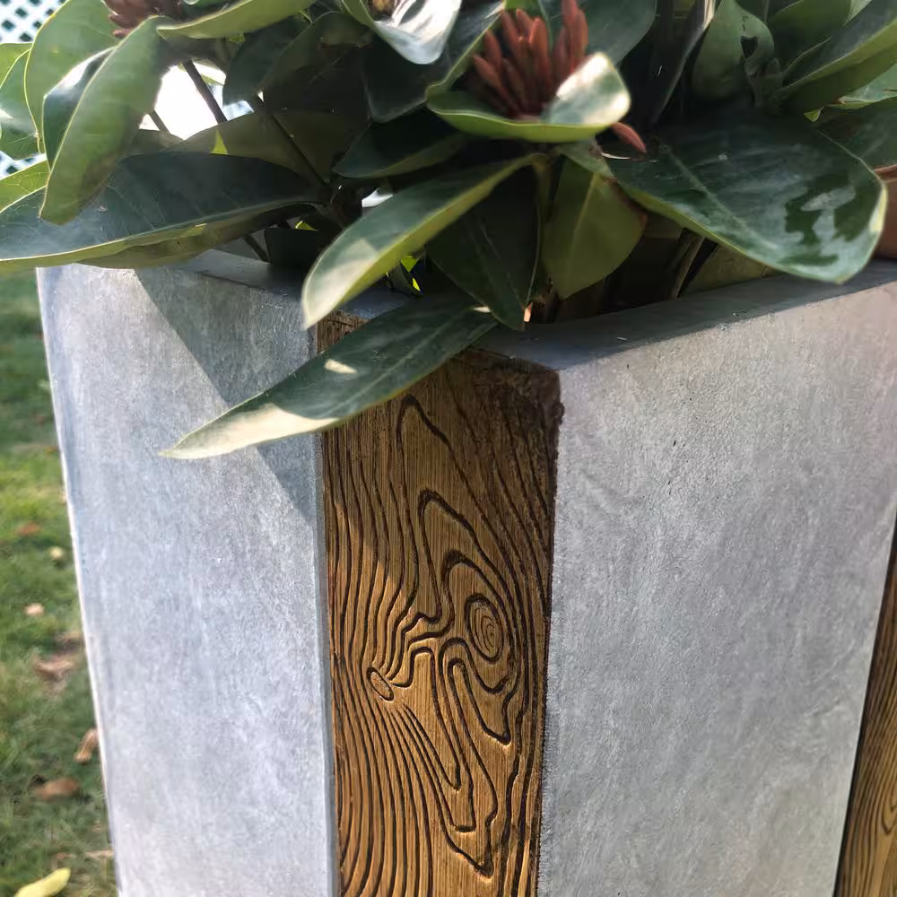 Kante Lightweight Concrete Tall Modern Square Outdoor Planter Set, 28 in. and 24 in. Tall, Timber Ridge Kante Lightweight Concrete Tall Modern Square Outdoor Planter Set, 28 in. and 24 in. Tall, Timber Ridge - Image 3