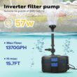 VIVOHOME 1370 GPH 4-in-1-Pond Pump with Filter, Fountain, and 13-Watt Light, up to 2113 Gal.