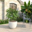 Leisuremod Dahlia Modern 21.5 in. White Fiberstone and Clay Tapered Round Planter for Indoor and Outdoor