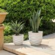 LuxenHome Waves Design MgO White Composite Decorative Pots (2-Pack)