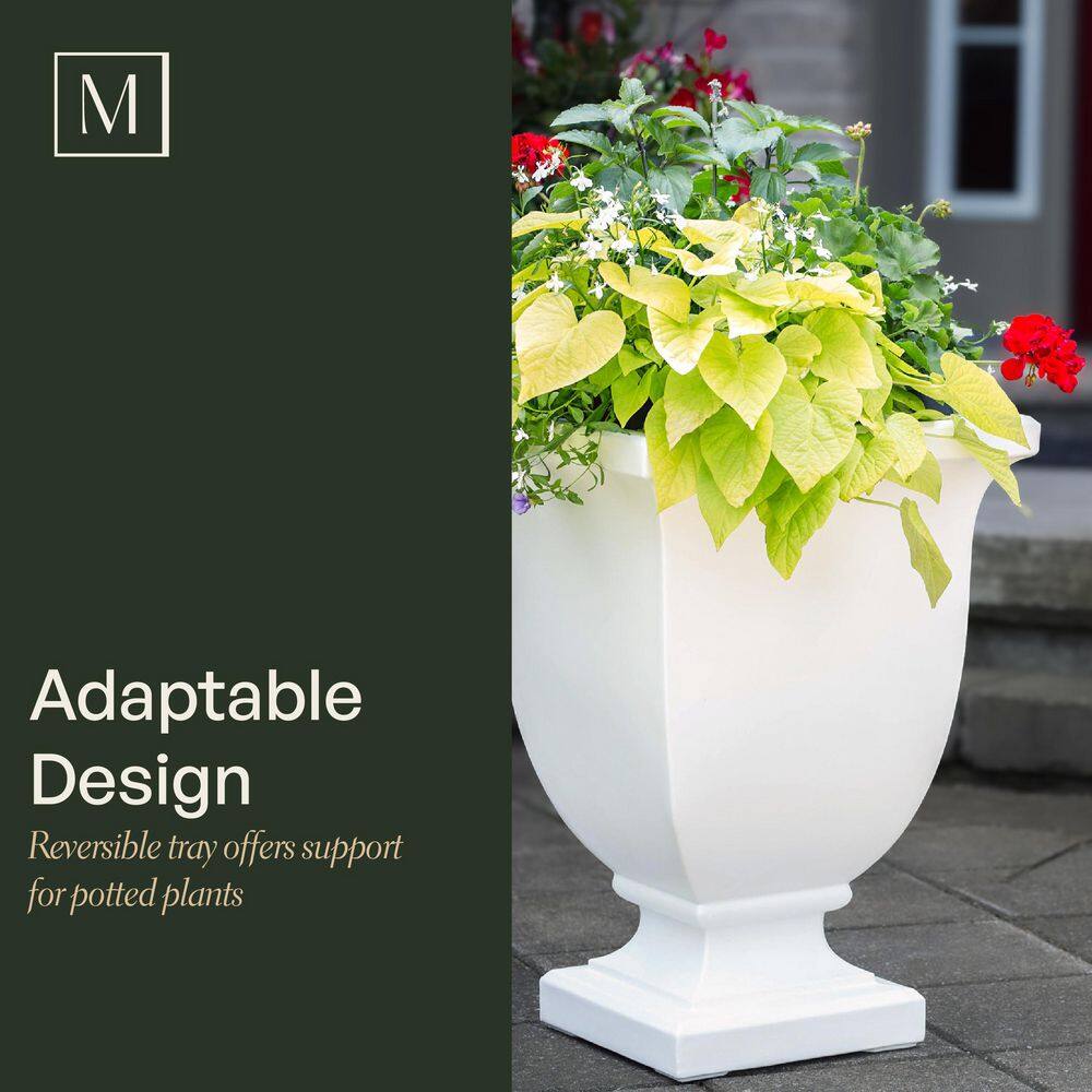 Mayne Augusta 26 in. Tall Self-Watering White Polyethylene Planter Mayne Augusta 26 in. Tall Self-Watering White Polyethylene Planter - Image 5