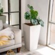 XBRAND 30 in. Tall Modern Square Planter, Tapered Floor Planter for Indoor and Outdoor, Patio Decor, Set of 2, White