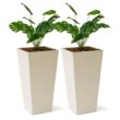 XBRAND 30 in. Tall Modern Square Planter, Tapered Floor Planter for Indoor and Outdoor, Patio Decor, Set of 2, White