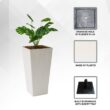 XBRAND 30 in. Tall Modern Square Planter, Tapered Floor Planter for Indoor and Outdoor, Patio Decor, Set of 2, White