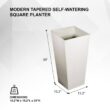 XBRAND 30 in. Tall Modern Square Planter, Tapered Floor Planter for Indoor and Outdoor, Patio Decor, Set of 2, White