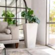 XBRAND 30 in. Tall Modern Square Planter, Tapered Floor Planter for Indoor and Outdoor, Patio Decor, Set of 2, White
