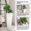 XBRAND 30 in. Tall Modern Square Planter, Tapered Floor Planter for Indoor and Outdoor, Patio Decor, Set of 2, White