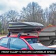 JEGS Rooftop Cargo Carrier for Car Storage - Large Roof Rack Cargo Carrier - Heavy Duty Weatherproof Storage - Made in USA - 18 Cubic Ft - 110 Lb Capacity - Aero Hard Shell Cargo Carrier