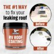 Liquid Rubber RV Roof Sealant- Professional-Grade Solar Reflective Flexible Waterproof Membrane Coating for EPDM, TPO, Fiberglass & Aluminum Camper & Travel Trailers- Brilliant White, 5 Gallon