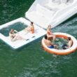 Inflatable Water Hammock Floating Dock Mesh, 10FT/8FT Sunchill Float Ring Heavy Duty River Floats Lake Raft for Tanning Pool Float Island Platform Pad Mat Party