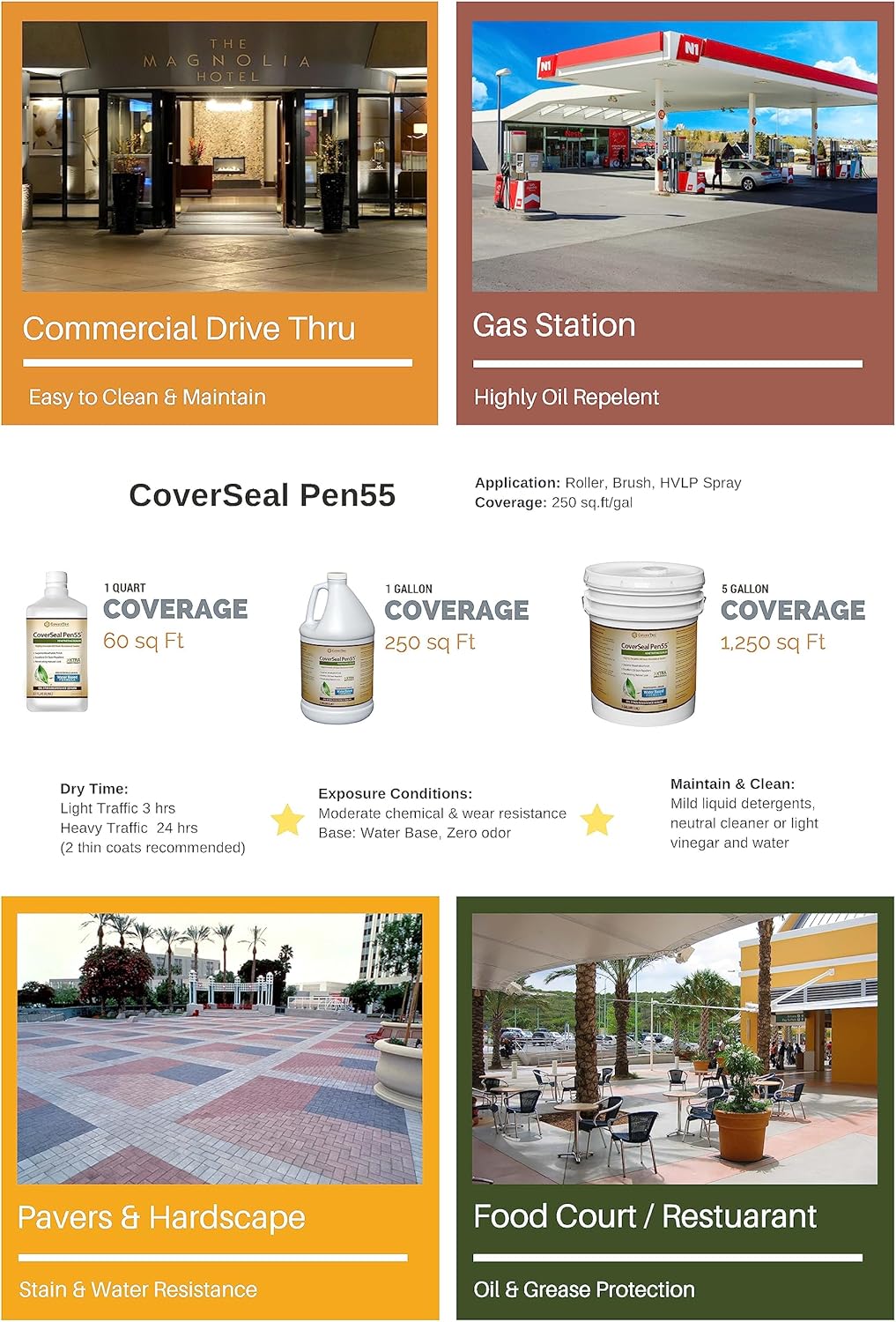 CoverSeal PEN55 Clear Fluoropolymer Sealer, Penetrating Oil and Stain Resistant (5 Gal) CoverSeal PEN55 Clear Fluoropolymer Sealer, Penetrating Oil and Stain Resistant (5 Gal)