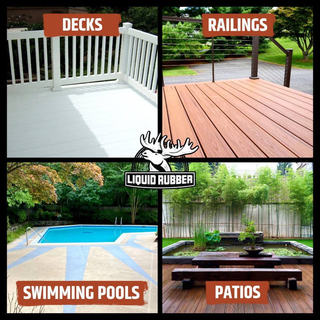 Liquid Rubber Cool Foot Deck Coating, Neutral Beige, 5 Gallon Liquid Rubber Cool Foot Deck Coating - Solar Protection Paint, Reduces Surface Temperatures by Up to 35%, Multi-Surface Cooling Decking Sealant, Waterproof, Durable Membrane, Neutral Beige, 5 Gallon
