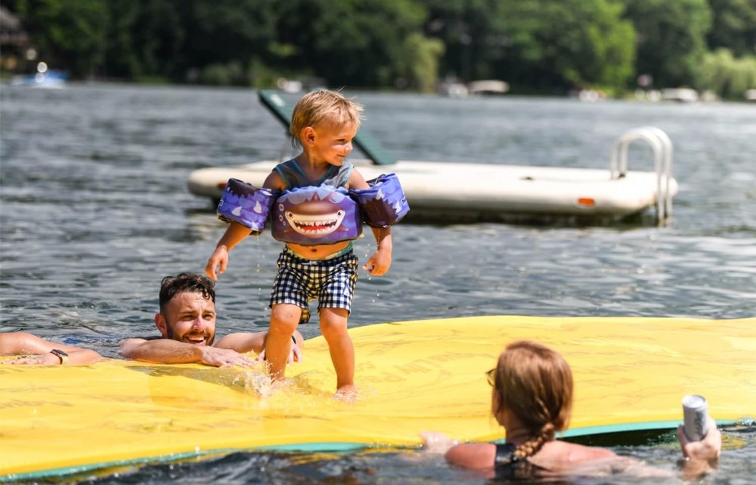 Aqua Lily Pad Original Floating Water Mat Island Float Layer FlexCore Green/Yellow Foam Raft, Made in The USA, 9 Foot Aqua Lily Pad Original Floating Water Mat Island Float Layer FlexCore Green/Yellow Foam Raft, Made in The USA