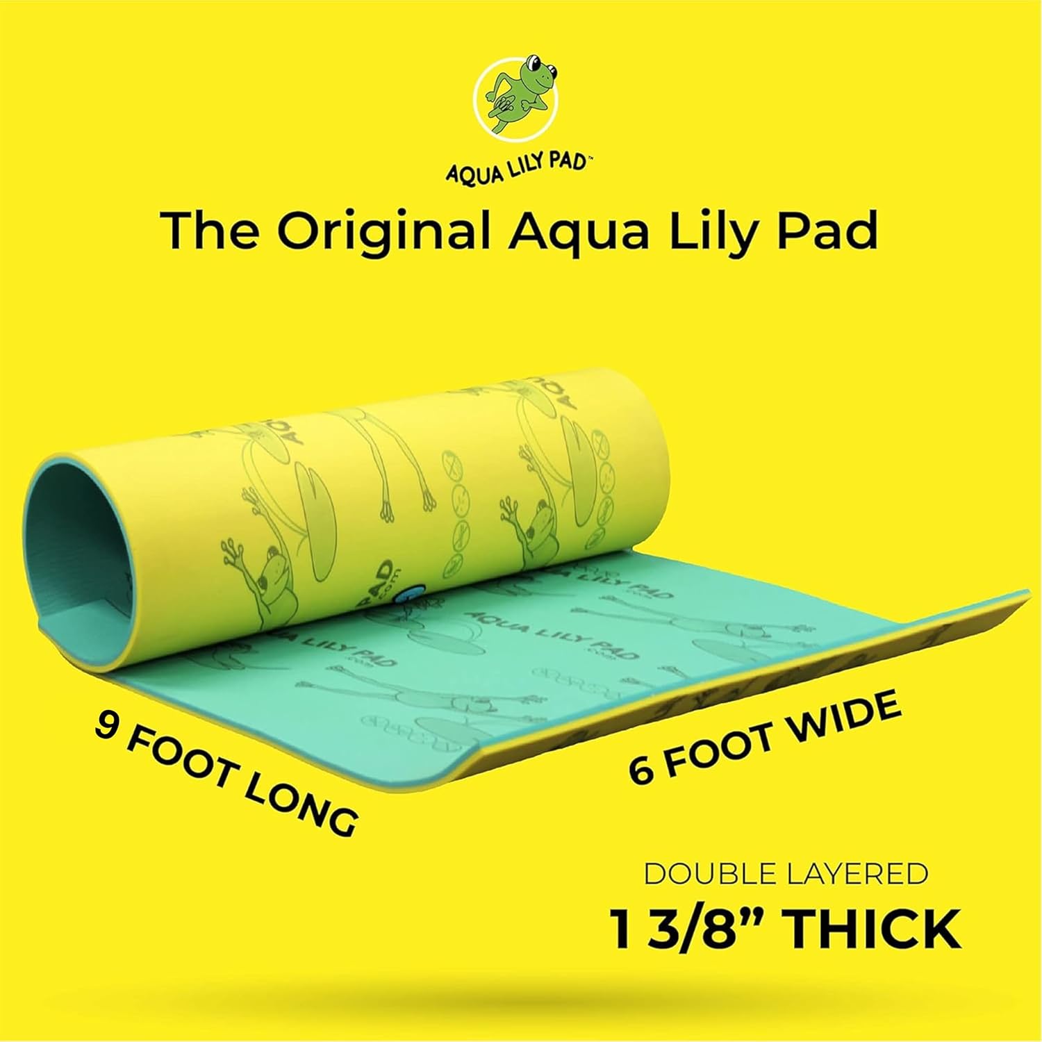 Aqua Lily Pad Original Floating Water Mat Island Float Layer FlexCore Green/Yellow Foam Raft, Made in The USA, 9 Foot Aqua Lily Pad Original Floating Water Mat Island Float Layer FlexCore Green/Yellow Foam Raft, Made in The USA