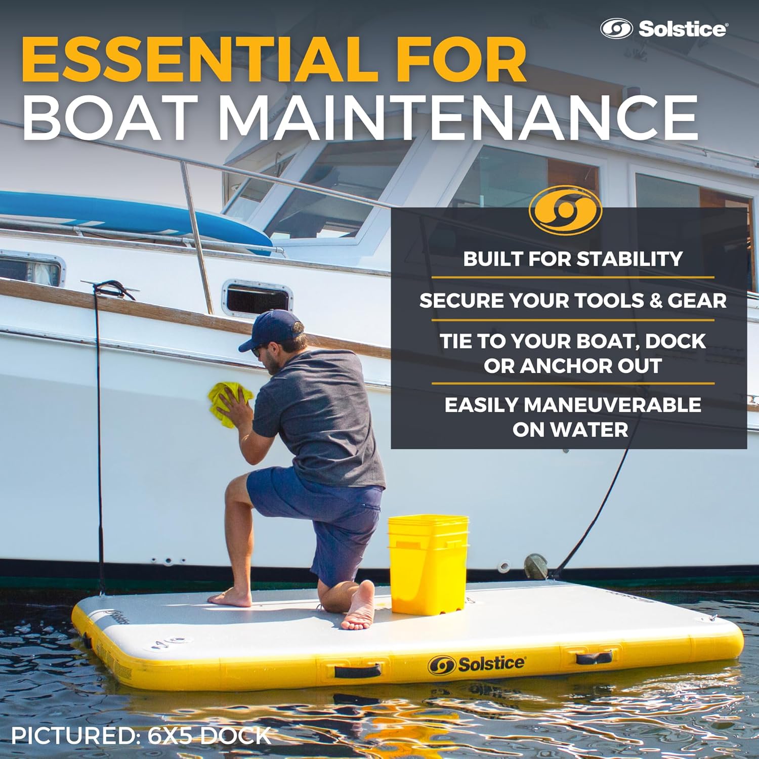 SOLSTICE 6-Person Classic Inflatable Dock, Floating Water Raft Platform, 8ft x 5ft SOLSTICE 6-Person Classic Inflatable Dock, Floating Water Raft Platform, 8ft x 5ft - Outdoor Fun for Lake, River, Swimming Pool & Beach, Includes Carry Bag & Repair Kit