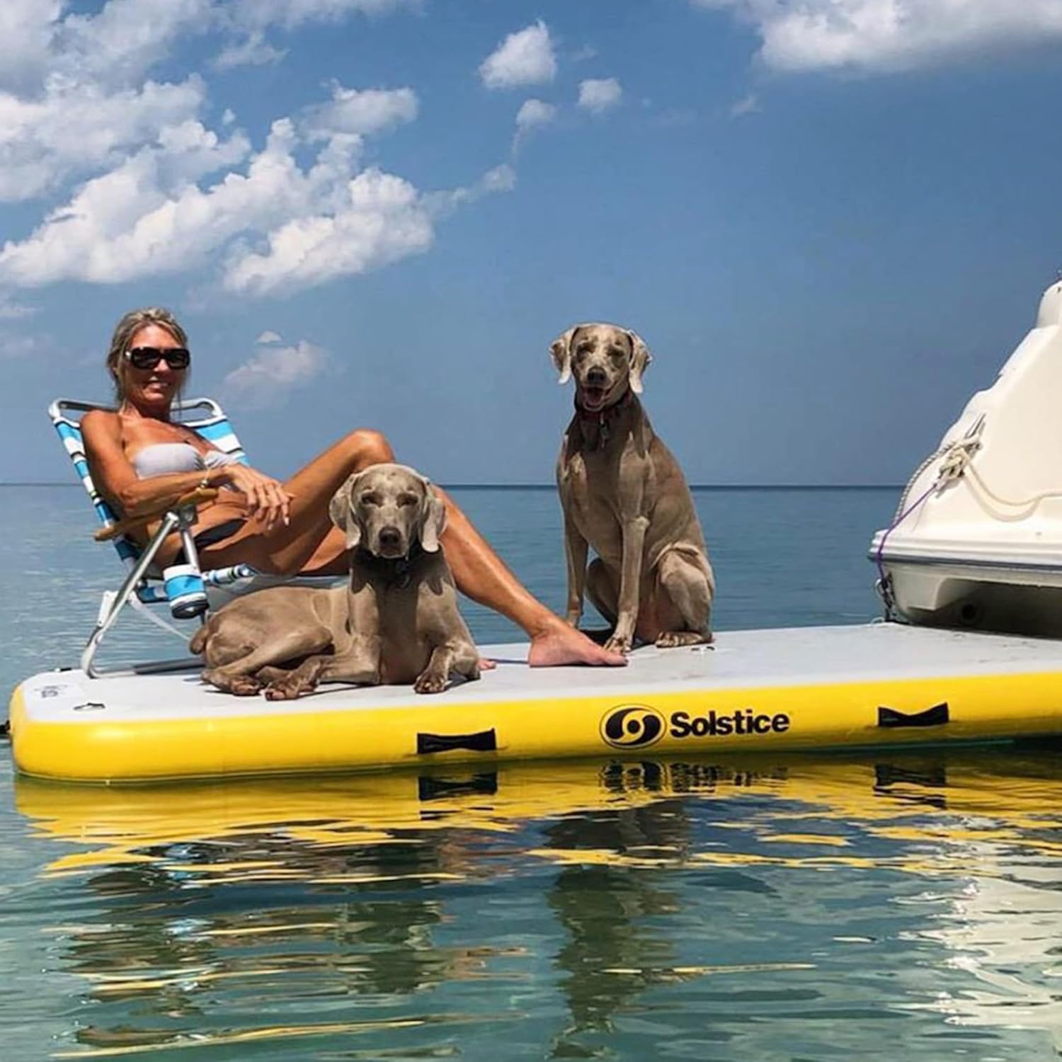 SOLSTICE 6-Person Classic Inflatable Dock, Floating Water Raft Platform, 8ft x 5ft SOLSTICE 6-Person Classic Inflatable Dock, Floating Water Raft Platform, 8ft x 5ft - Outdoor Fun for Lake, River, Swimming Pool & Beach, Includes Carry Bag & Repair Kit