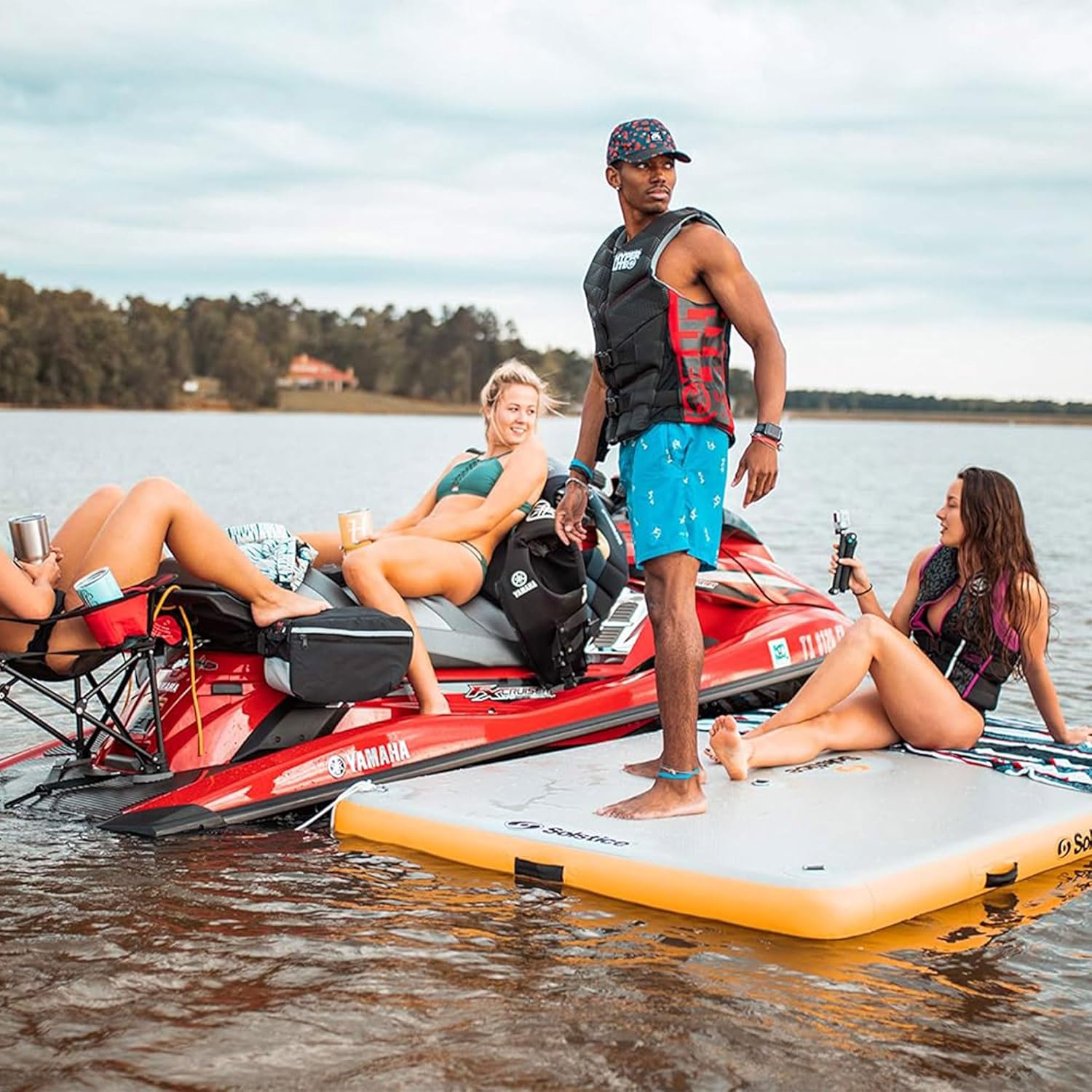SOLSTICE 8-Person Classic Inflatable Dock, Floating Water Raft Platform, 10ft x 8ft SOLSTICE 8-Person Classic Inflatable Dock, Floating Water Raft Platform, 10ft x 8ft - Outdoor Fun for Lake, River, Swimming Pool & Beach, Includes Carry Bag & Repair Kit