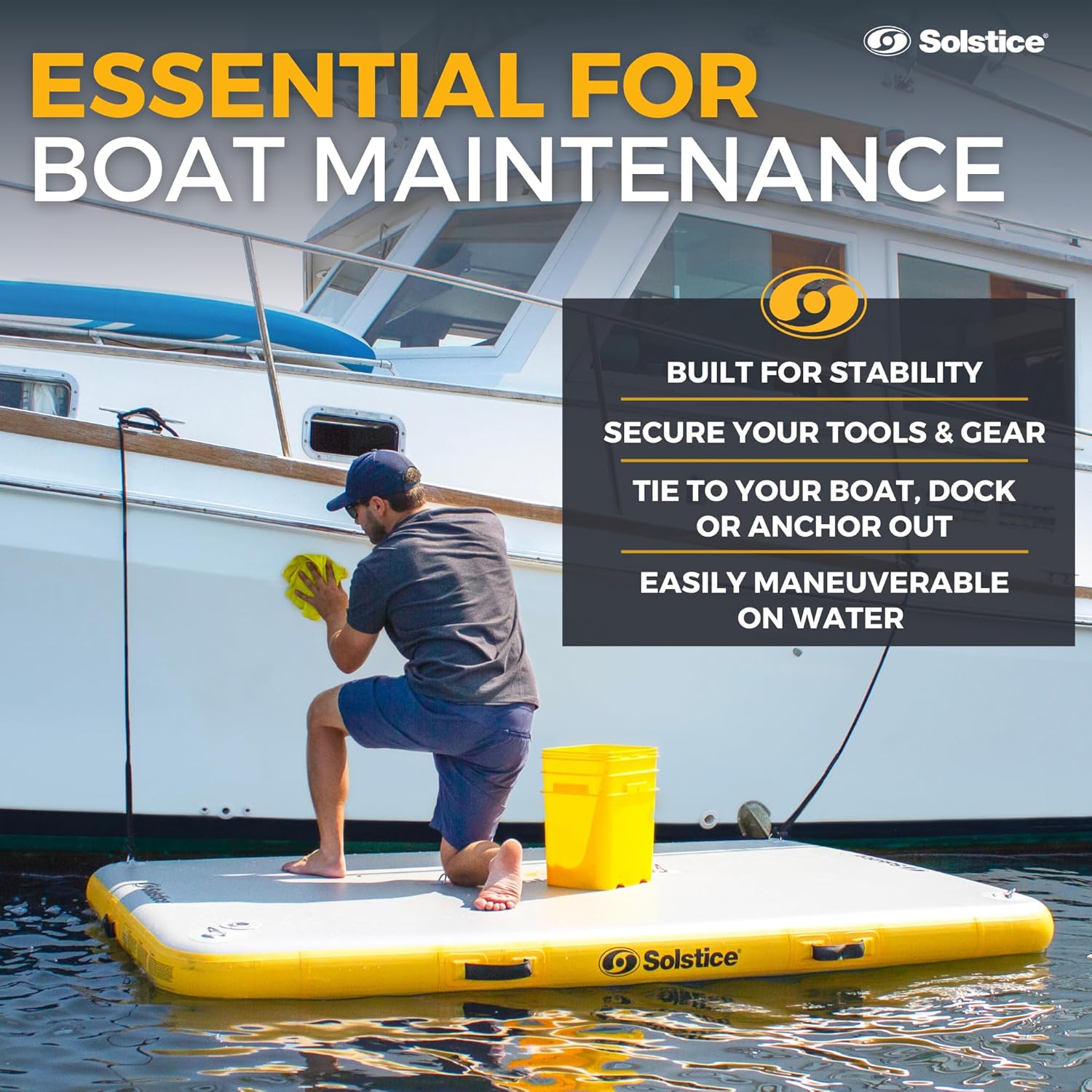 SOLSTICE 5-Person Classic Inflatable Dock, Floating Water Raft Platform, 6ft x 5ft SOLSTICE 5-Person Classic Inflatable Dock, Floating Water Raft Platform, 6ft x 5ft - Outdoor Fun for Lake, River, Swimming Pool & Beach, Includes Carry Bag & Repair Kit