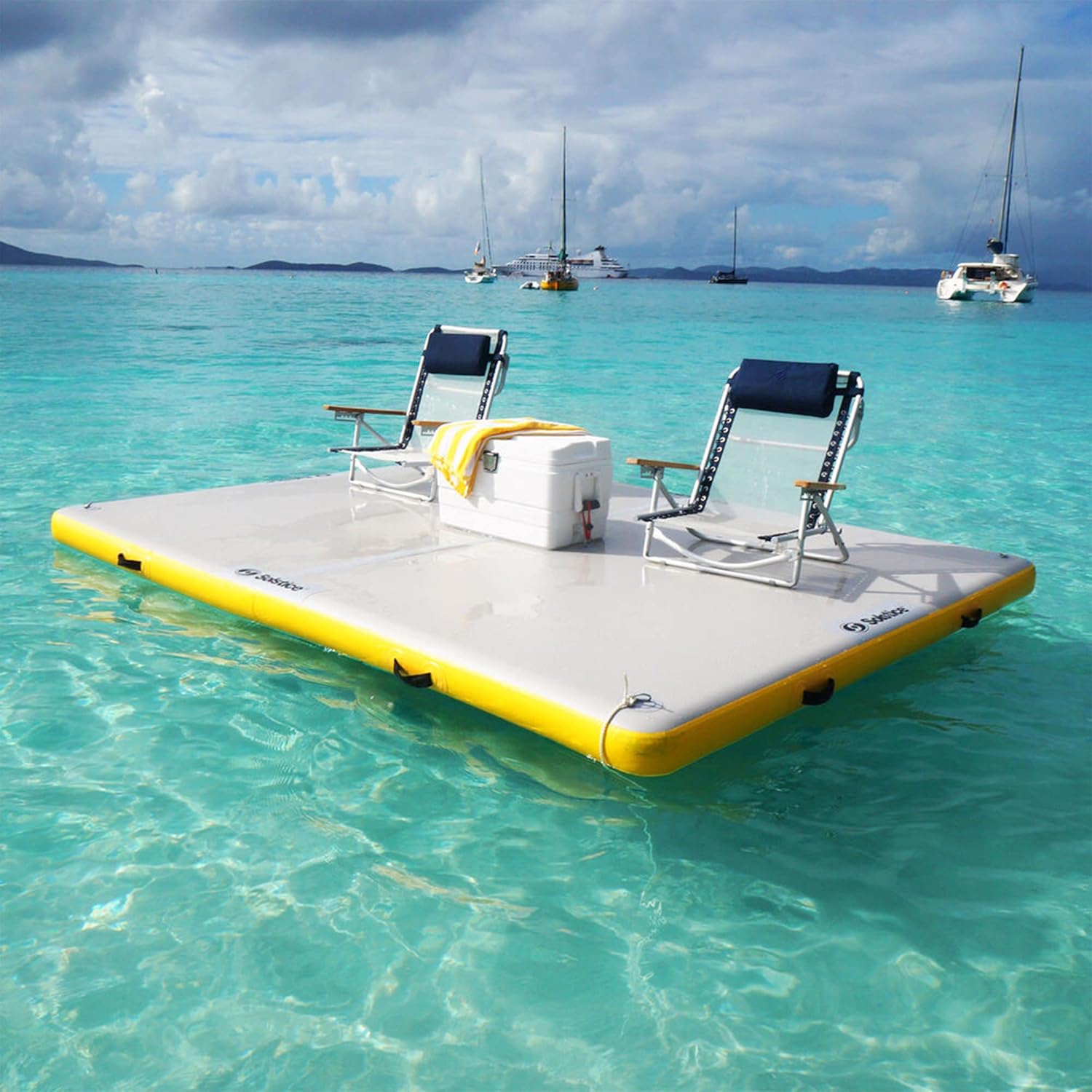SOLSTICE 5-Person Classic Inflatable Dock, Floating Water Raft Platform, 6ft x 5ft SOLSTICE 5-Person Classic Inflatable Dock, Floating Water Raft Platform, 6ft x 5ft - Outdoor Fun for Lake, River, Swimming Pool & Beach, Includes Carry Bag & Repair Kit