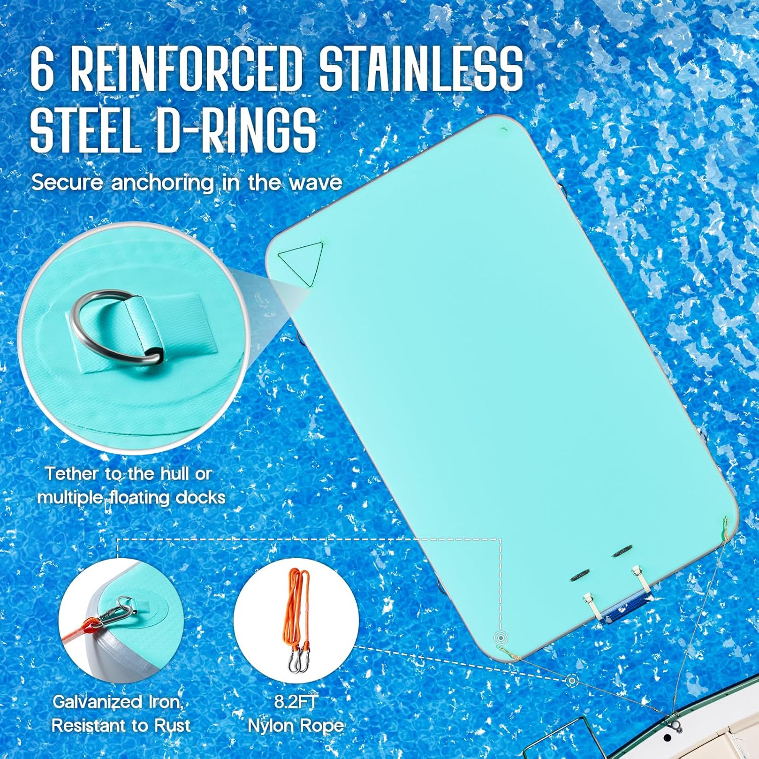 Specraft Inflatable Floating Dock, Non-Slip Air Dock Platform loating Island Raft with Rope Ladder for Pool Lake Beach Ocean Specraft Inflatable Floating Dock, Non-Slip Air Dock Platform loating Island Raft with Rope Ladder for Pool Lake Beach Ocean