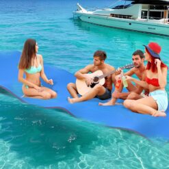 Water Floating Mat 9/12/18 FT Foam Lake Floats Floating Foam Pad Lily Pad for Water Recreation and Relaxing Lily Mat for Family Floating Pad for Pets Pool Float for Party (Blue/Yellow)