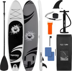 SereneLife Inflatable Stand Up Paddle Board with Premium SUP Accessories – Wide Stable Design with Non-Slip EVA Deck Pad for Adults and Youth of All Skill Levels