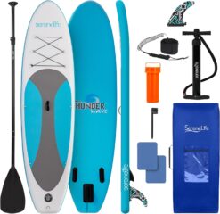 SereneLife Inflatable Stand Up Paddle Board with Premium SUP Accessories – Wide Stable Design with Non-Slip EVA Deck Pad for Adults and Youth of All Skill Levels