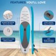 SereneLife Inflatable Stand Up Paddle Board with Premium SUP Accessories – Wide Stable Design with Non-Slip EVA Deck Pad for Adults and Youth of All Skill Levels