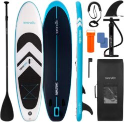 SereneLife XL Inflatable Stand Up Paddle Board - Pet-Friendly SUP for Adults and Pets - Extra-Wide Stable Design with Non-Slip EVA Deck Pad, Premium SUP Accessories, 440/485 lbs