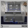 Karran QT-810 33" Top Mount Double Equal Bowl Quartz Kitchen Sink in Grey Karran QT-810 33