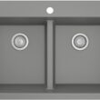 Karran QT-810 33" Top Mount Double Equal Bowl Quartz Kitchen Sink in Grey Karran QT-810 33