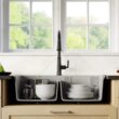 Karran QT-810 33" Top Mount Double Equal Bowl Quartz Kitchen Sink in Grey Karran QT-810 33
