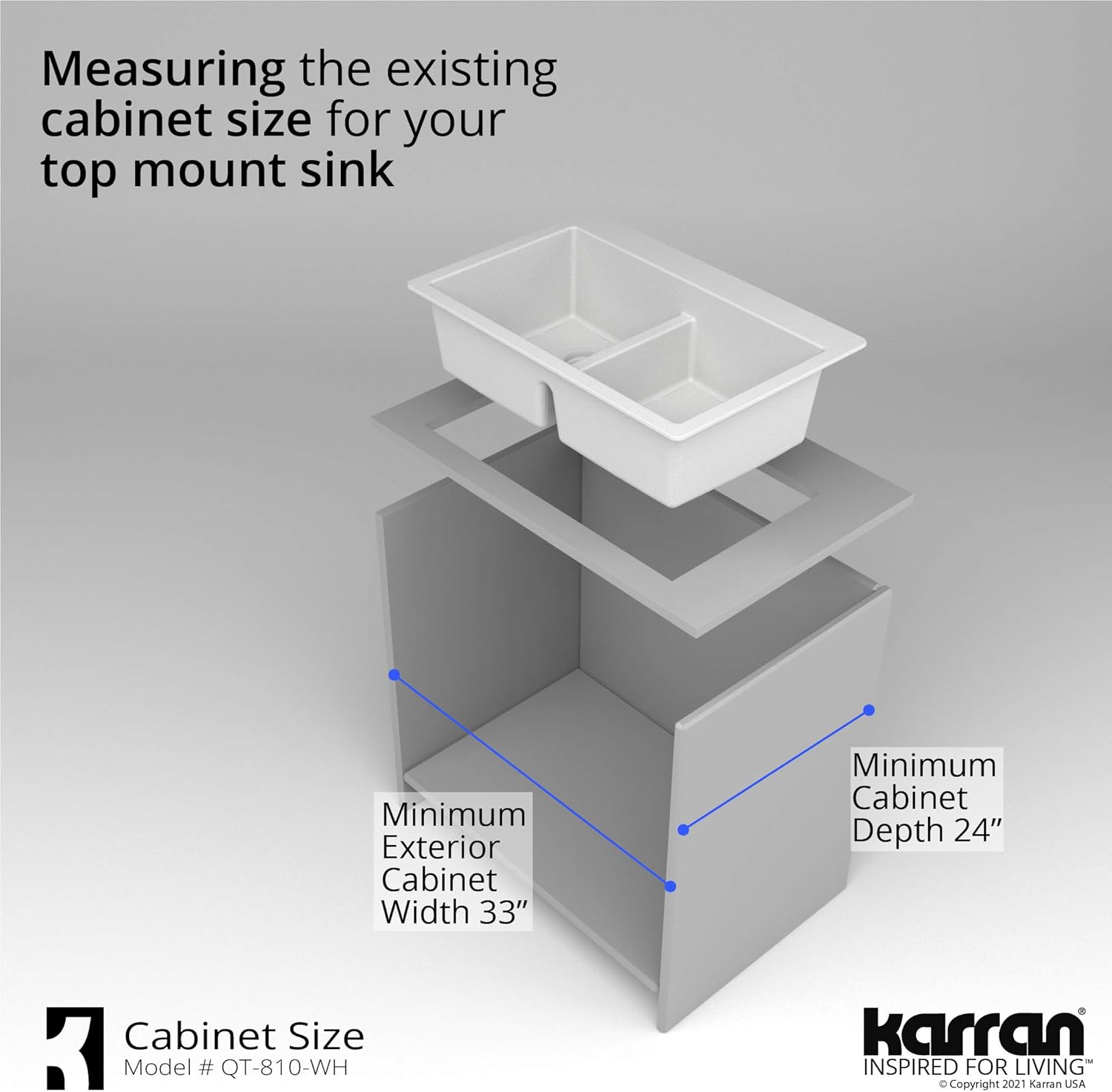 Karran QT-810 33"" Top Mount Double Equal Bowl Quartz Kitchen Sink in White "Karran QT-810 33"" Top Mount Double Equal Bowl Quartz Kitchen Sink in White"
