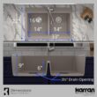 Karran QT-810 33" Top Mount Double Equal Bowl Quartz Kitchen Sink in Concrete Karran QT-810 33