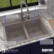 Karran QT-810 33" Top Mount Double Equal Bowl Quartz Kitchen Sink in Concrete Karran QT-810 33