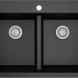 Karran QT-810 33" Top Mount Double Equal Bowl Quartz Kitchen Sink in Black Karran QT-810 33" Top Mount Double Equal Bowl Quartz Kitchen Sink in Black