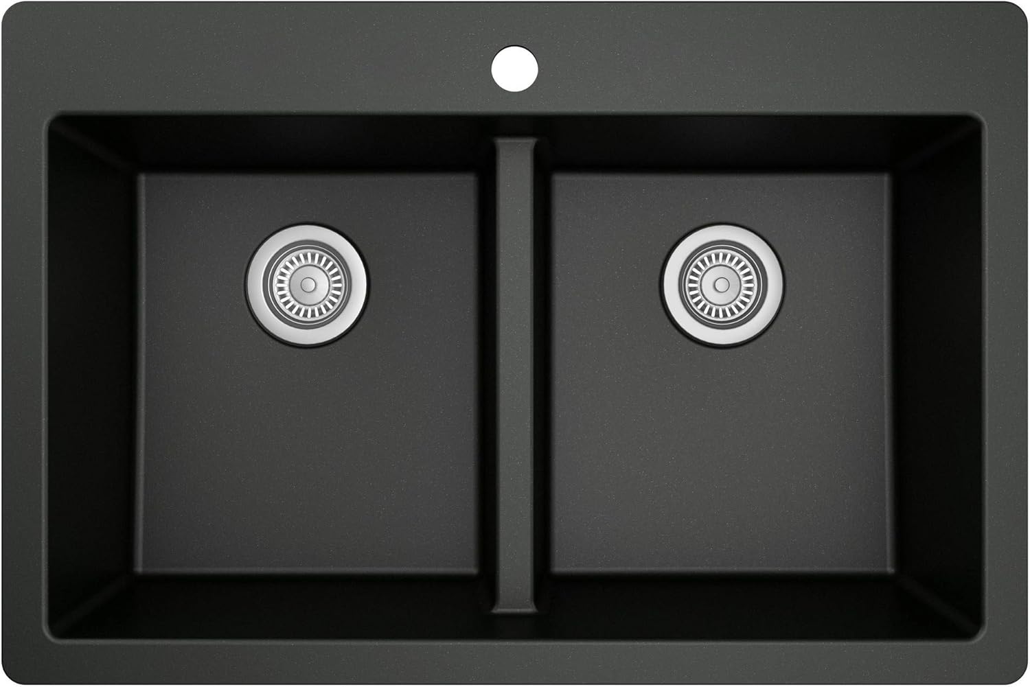Karran QT-810 33" Top Mount Double Equal Bowl Quartz Kitchen Sink in Black Karran QT-810 33" Top Mount Double Equal Bowl Quartz Kitchen Sink in Black - Image 9