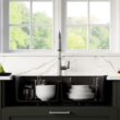 Karran QT-810 33" Top Mount Double Equal Bowl Quartz Kitchen Sink in Black Karran QT-810 33