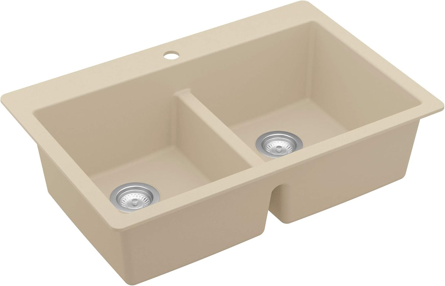 Karran QT-810 33" Top Mount Double Equal Bowl Quartz Kitchen Sink in Bisque Karran QT-810 33" Top Mount Double Equal Bowl Quartz Kitchen Sink in Bisque