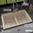 Karran QT-810 33" Top Mount Double Equal Bowl Quartz Kitchen Sink in Bisque Karran QT-810 33