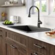 Karran QT-810 33" Top Mount Double Equal Bowl Quartz Kitchen Sink in Brown Karran QT-810 33
