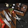 16-Piece Kitchen Knife Set with Block, Powder Steel High Carbon Steel Knife Block Set, Ultra Sharp Professional Chef Knife Set with Sharpener